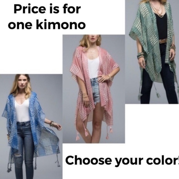Boho Cotton Kimono Duster Coverup Lightweight Wrap Tassels NEW - Picture 1 of 3